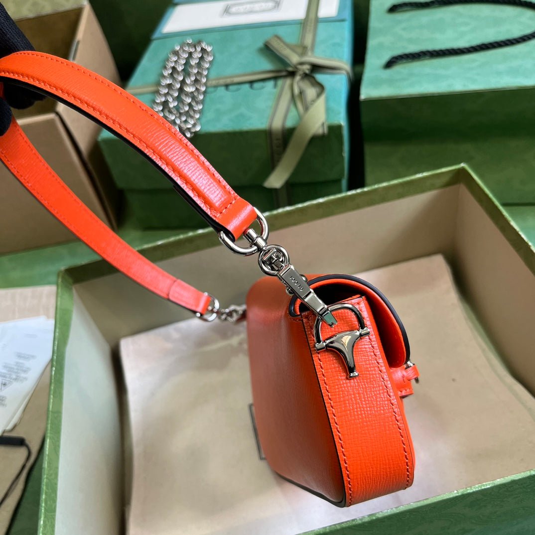 ＧＣＣＩHORSEBIT 1955 MINI LEATHER SHOULDER BAG RED