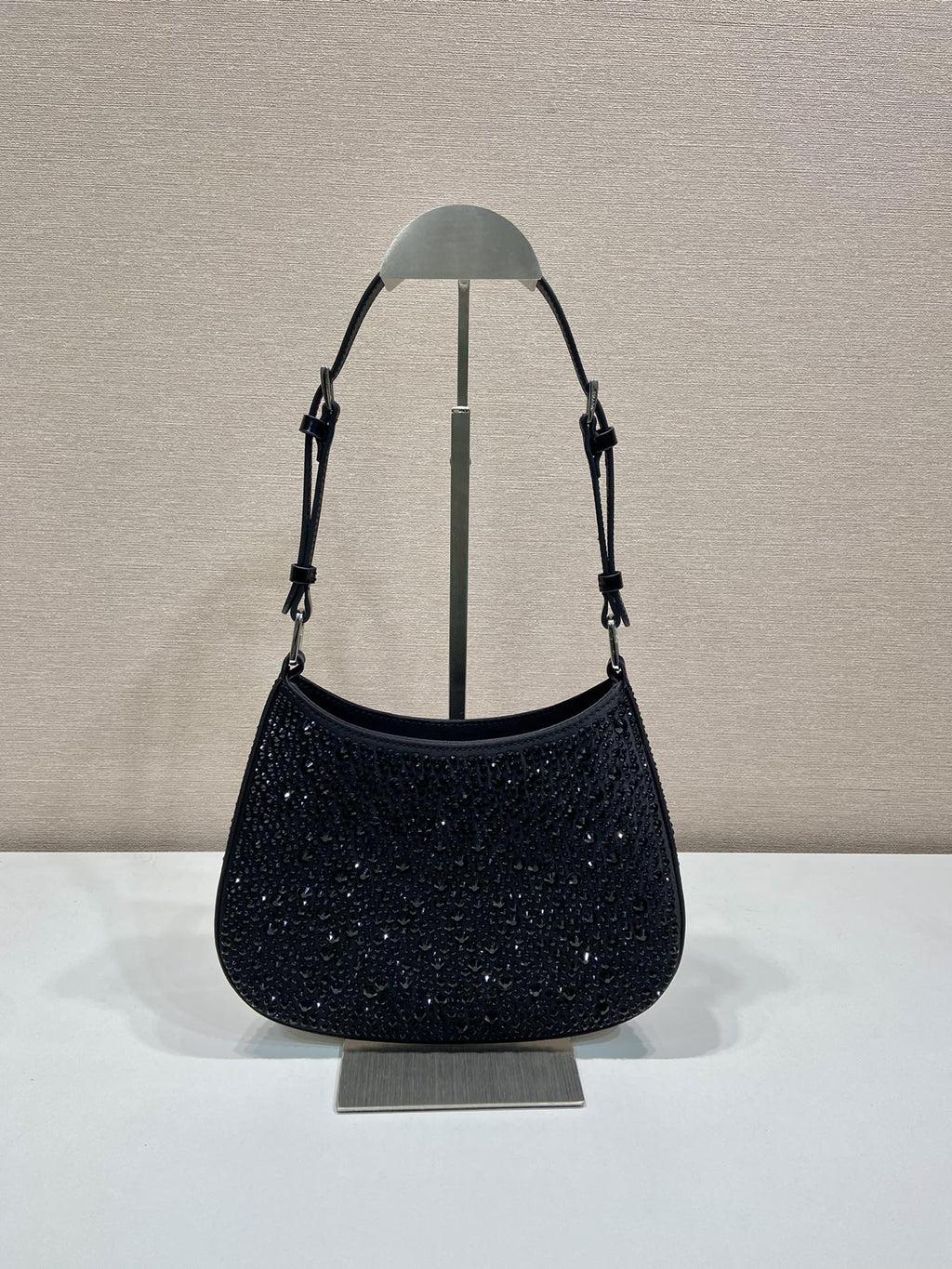 ＰＲＤＡ CLEO SATIN BAG WITH CRYSTALS