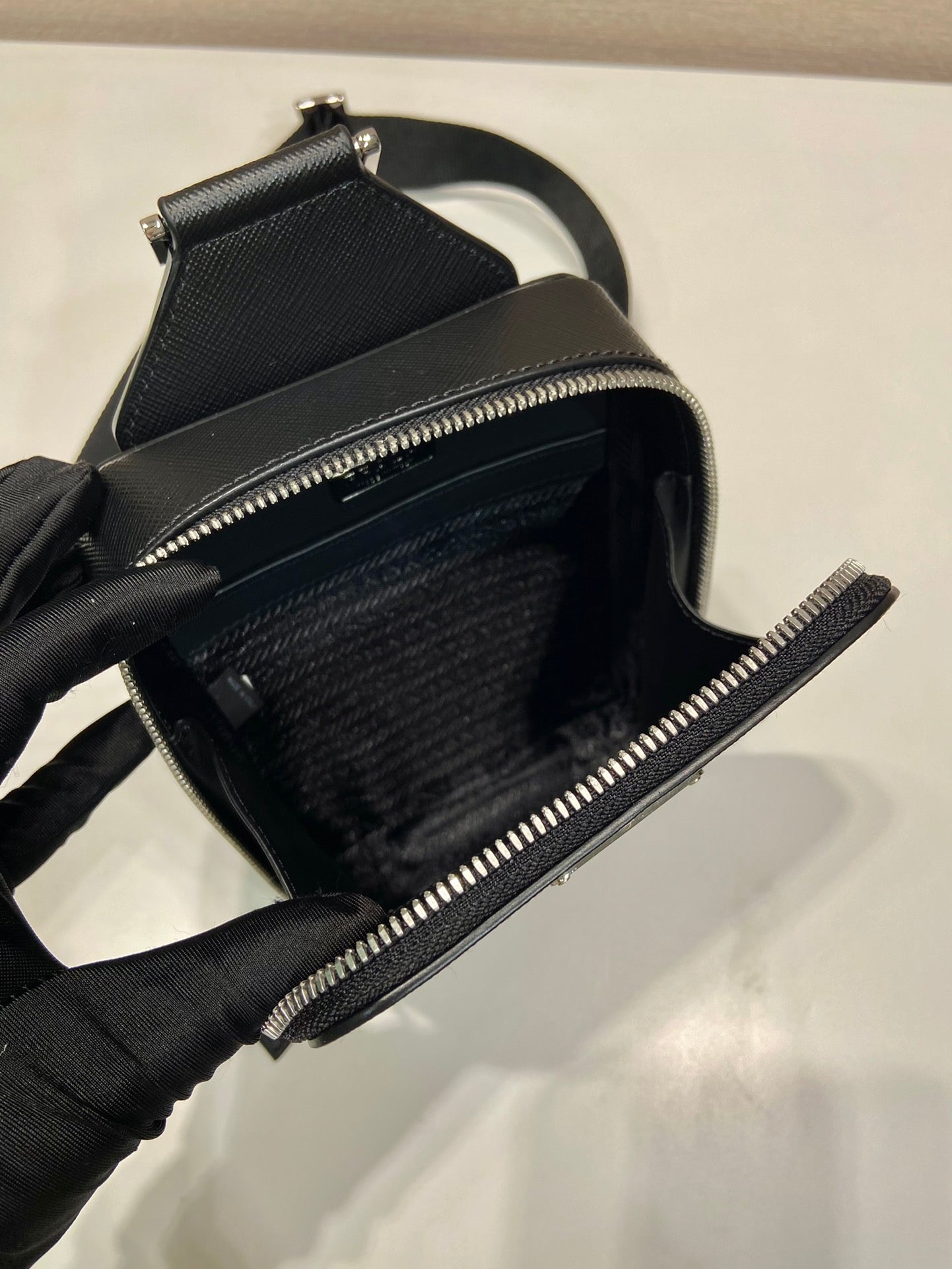 ＰＲＤＡ BRIQUE SAFFIANO LEATHER BAG BLACK