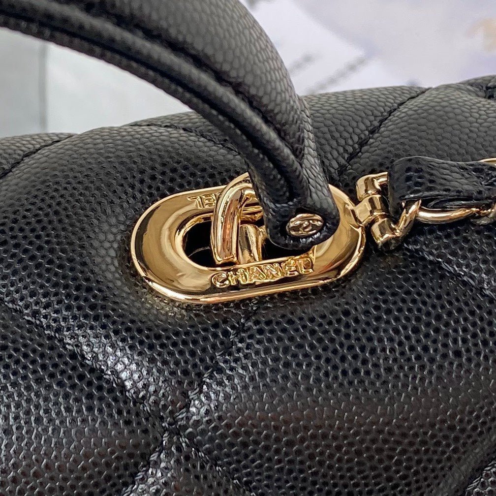 ＣＨＮＥＬTOP HANDLE FLAP BAG BLACK