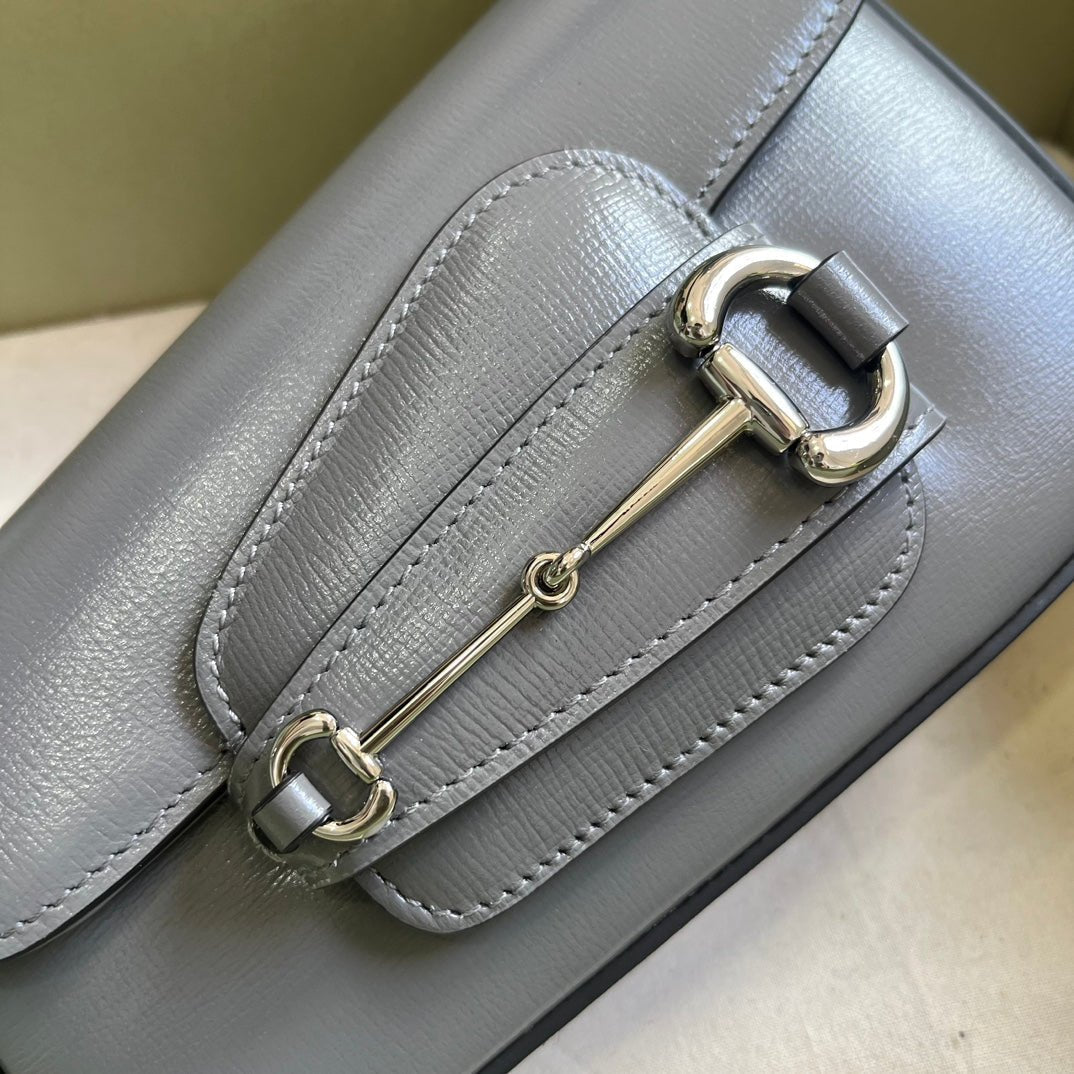 ＧＣＣＩHORSEBIT 1955 MINI LEATHER SHOULDER BAG GREY