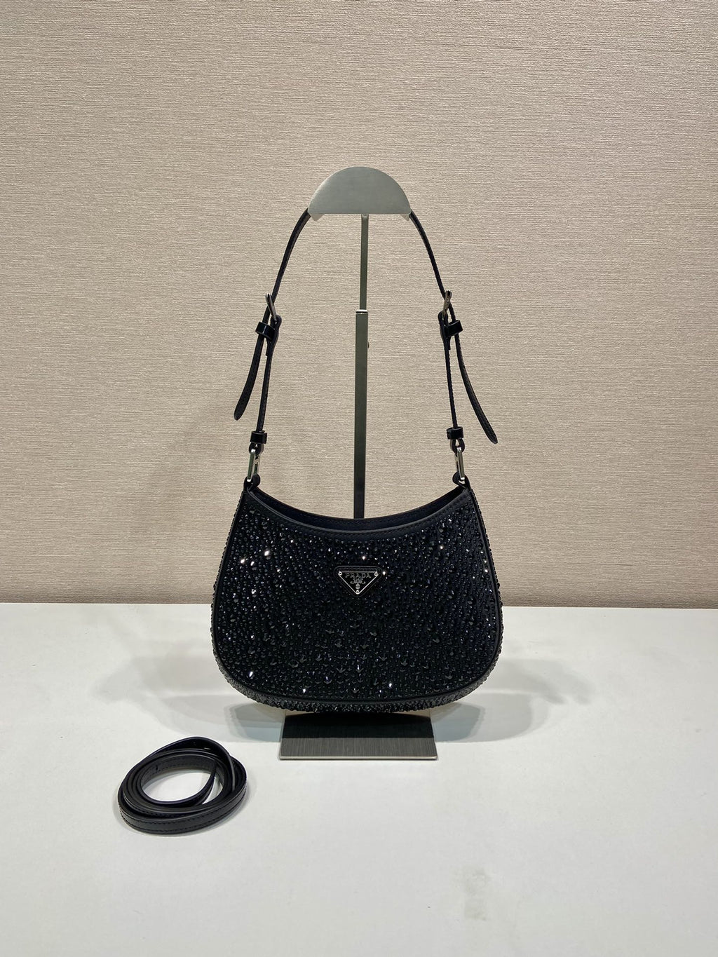 ＰＲＤＡ CLEO SATIN BAG WITH CRYSTALS