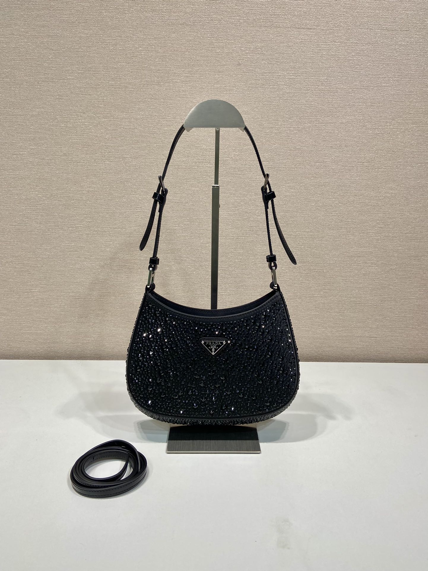 ＰＲＤＡ CLEO SATIN BAG WITH CRYSTALS