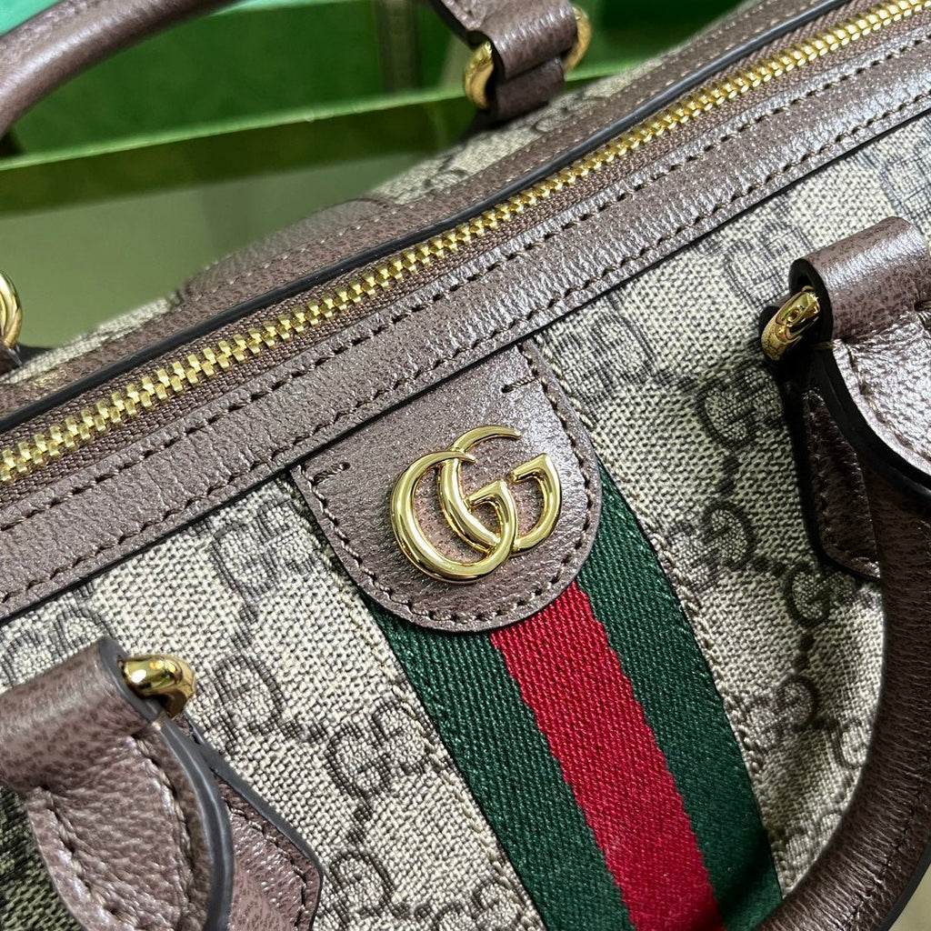 ＧＣＣＩOPHIDIA MEDIUM BOSTON BAG BEGIE-DARK BROWN