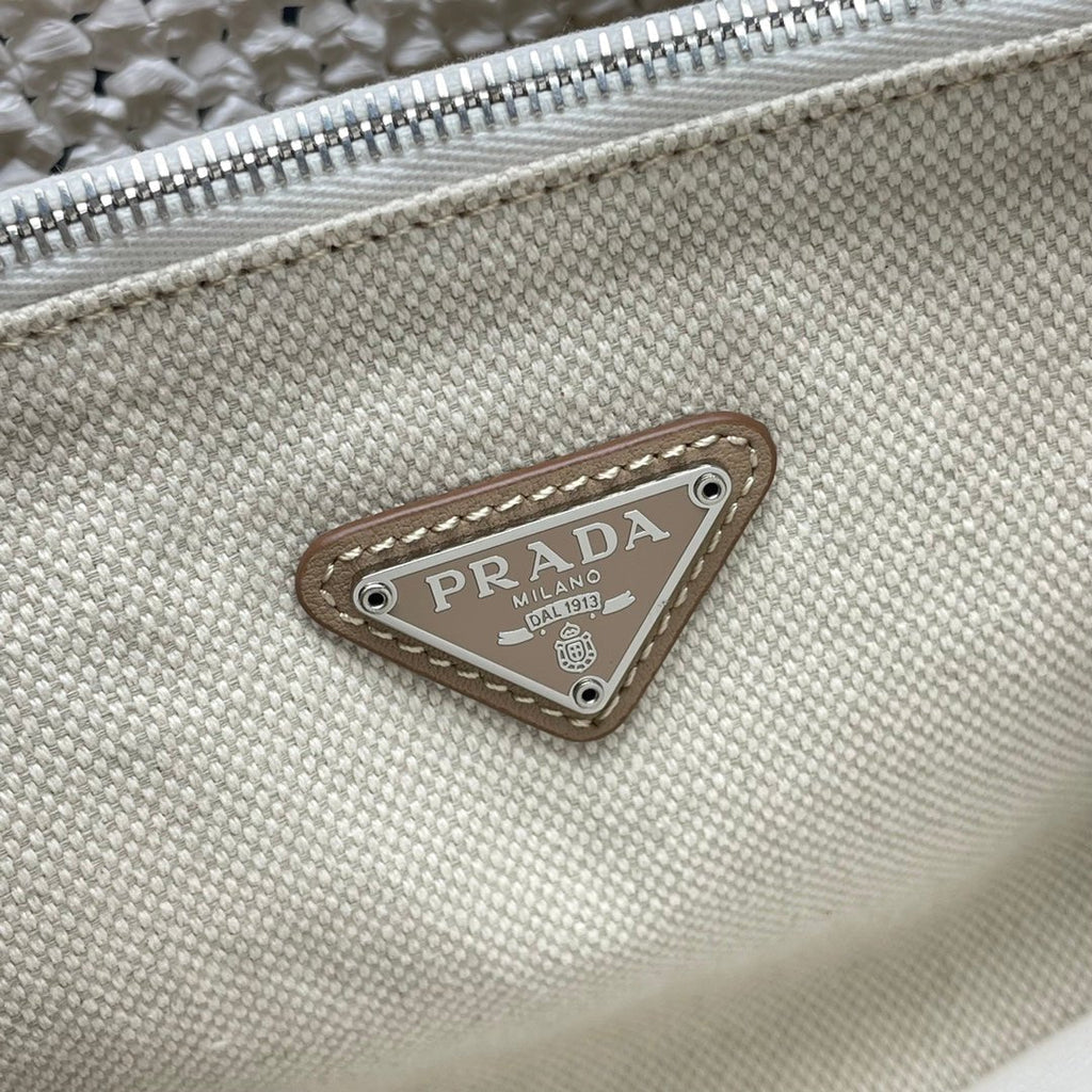 ＰＲＤＡ CROCHET AND LEATHER MINI-BUCKET BAG