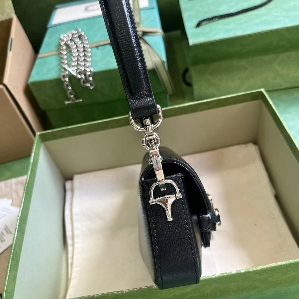 ＧＣＣＩHORSEBIT 1955 MINI LEATHER SHOULDER BAG BLACK