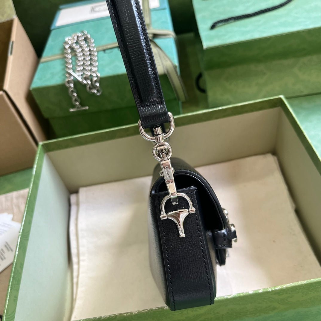 ＧＣＣＩHORSEBIT 1955 MINI LEATHER SHOULDER BAG BLACK