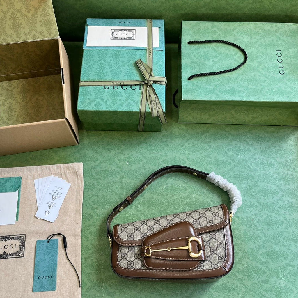 ＧＣＣＩHORSEBIT 1955 SMALL SHOULDER BAG BEGIE-BROWN