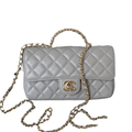 ＣＨＮＥＬFLAP BAG WITH TOP HANDLE GRAY
