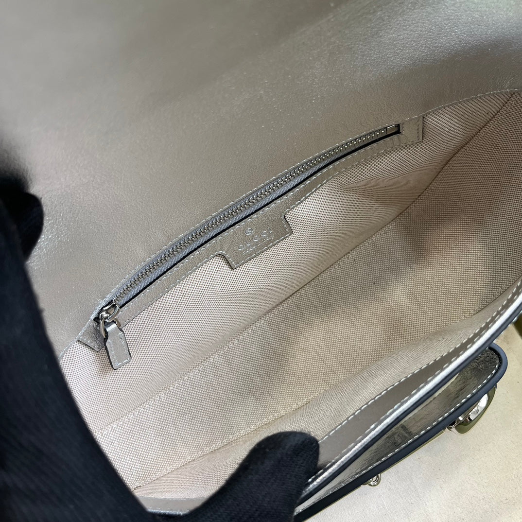 ＧＣＣＩHORSEBIT 1955 METALLIC LEATHER SHOULDER BAG