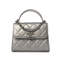 ＣＨＮＥＬCLUTCH WITH CHAIN SILVER METAL