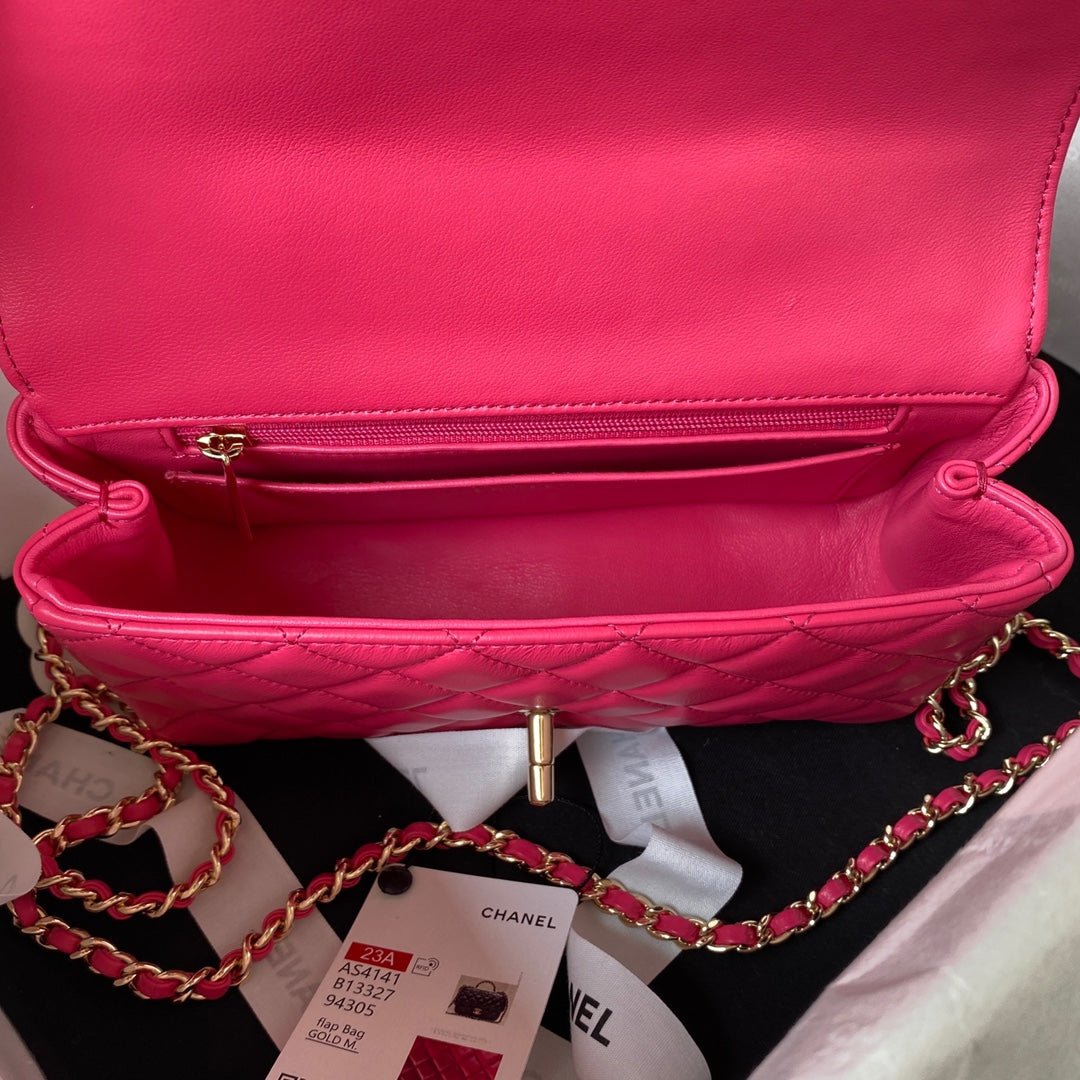 ＣＨＮＥＬFLAP BAG WITH TOP HANDLE PINK