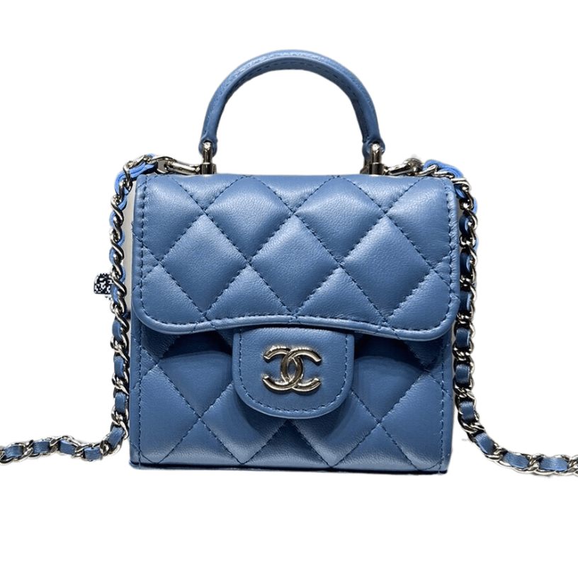 ＣＨＮＥＬMINI MATELASSÉ CLUTCH WITH CHAIN BLUE