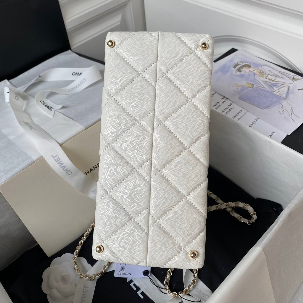 ＣＨＮＥＬTOP HANDLE FLAP BAG WHITE
