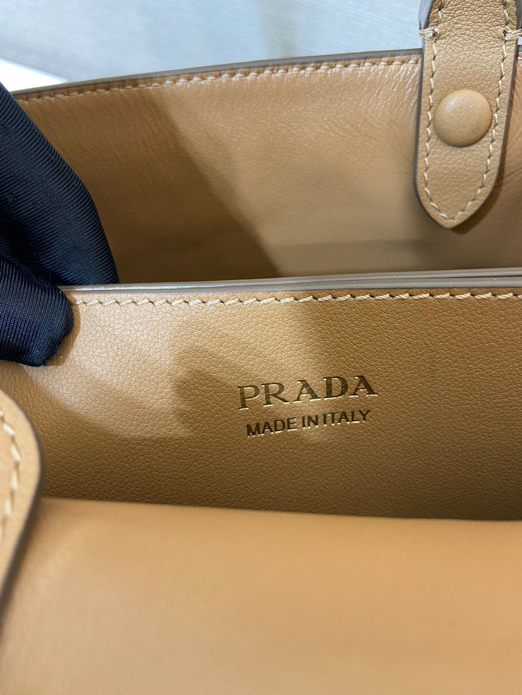 ＰＲＤＡ BUCKLE SMALL LEATHER HANDBAG WITH DOUBLE BELT CARAMEL