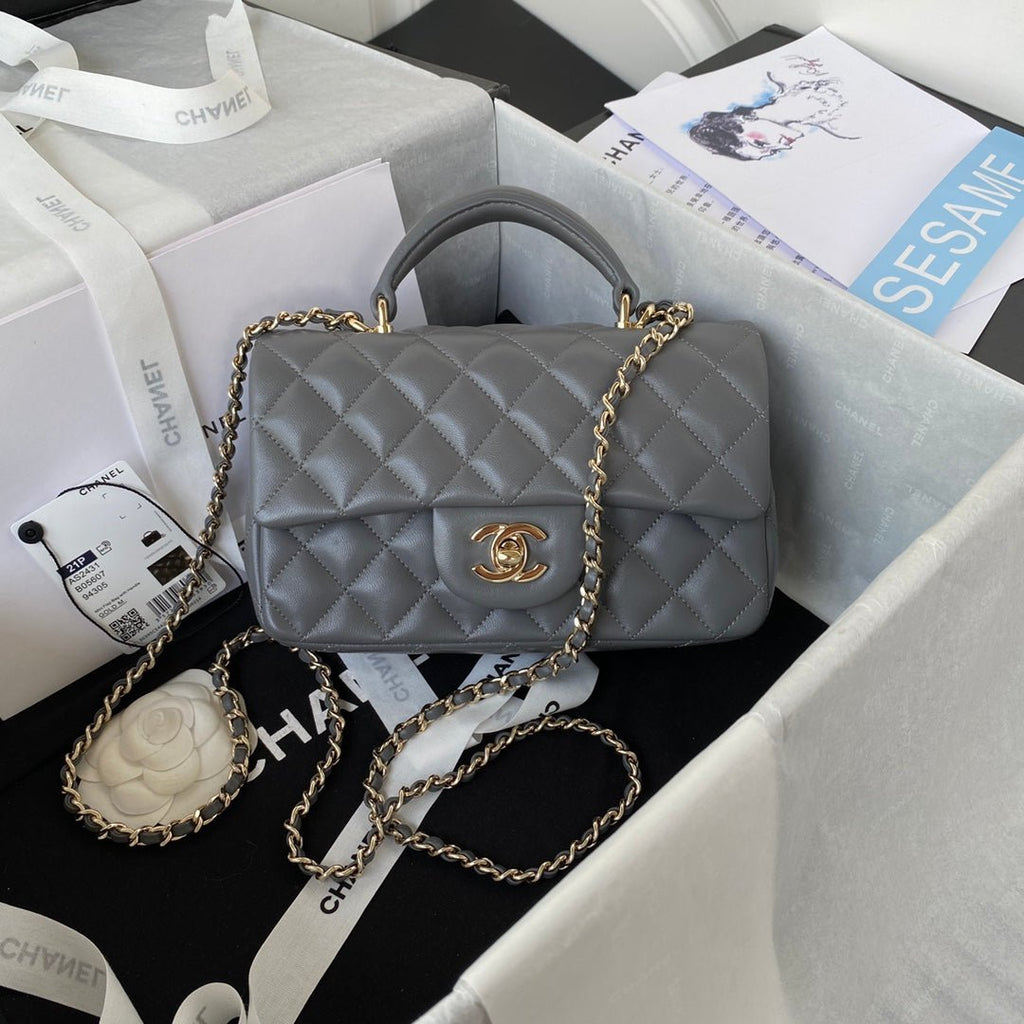 ＣＨＮＥＬMINI FLAP BAG WITH HANDLE GRAY