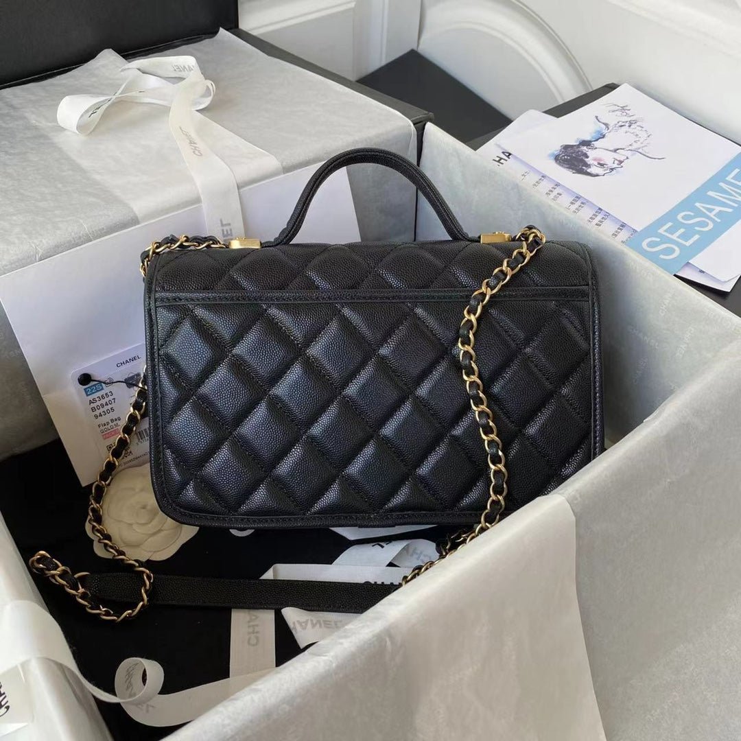 ＣＨＮＥＬ FLAP BAG WITH TOP HANDLE BLACK