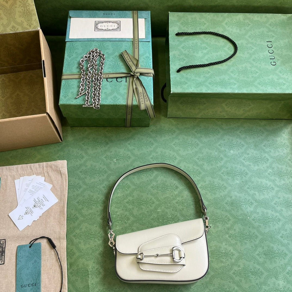 ＧＣＣＩHORSEBIT 1955 MINI LEATHER SHOULDER BAG WHITE