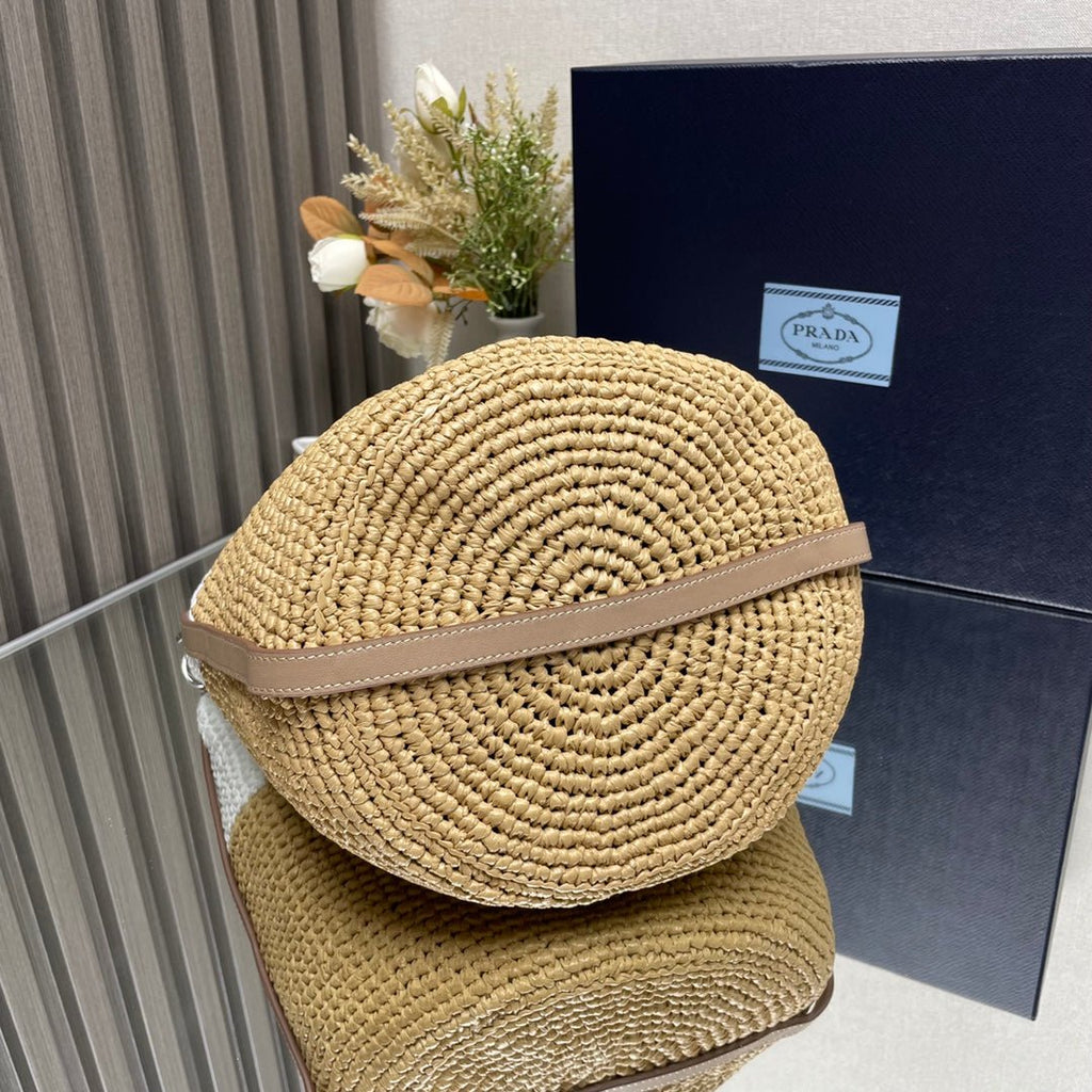 ＰＲＤＡ CROCHET AND LEATHER MINI-BUCKET BAG