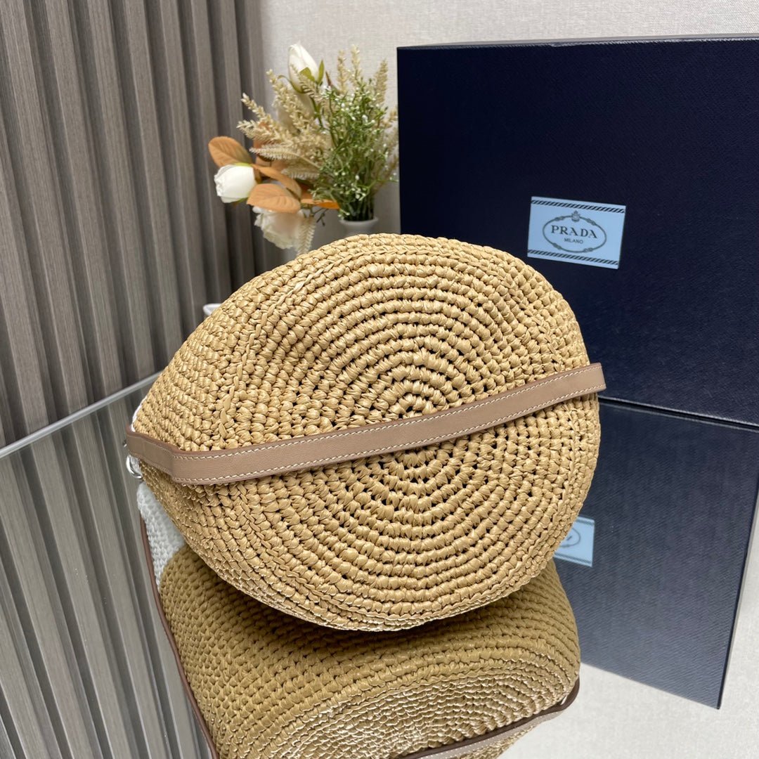 ＰＲＤＡ CROCHET AND LEATHER MINI-BUCKET BAG