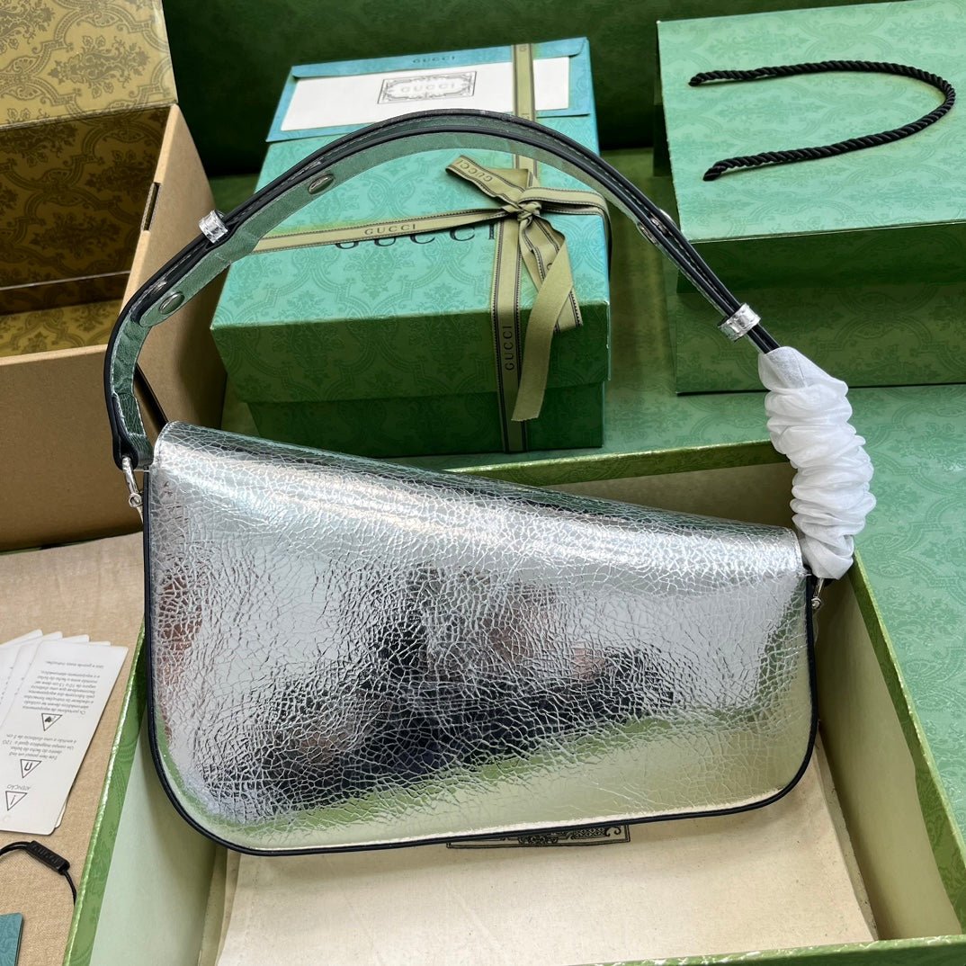 ＧＣＣＩHORSEBIT 1955 METALLIC LEATHER SHOULDER BAG