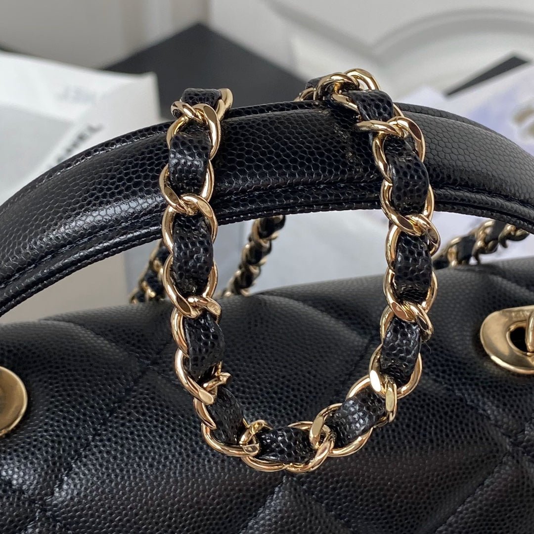 ＣＨＮＥＬTOP HANDLE FLAP BAG BLACK