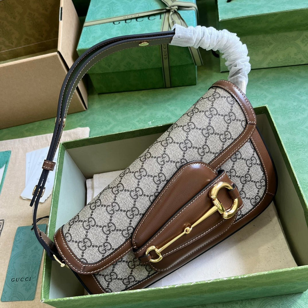 ＧＣＣＩHORSEBIT 1955 SMALL SHOULDER BAG BEGIE-BROWN