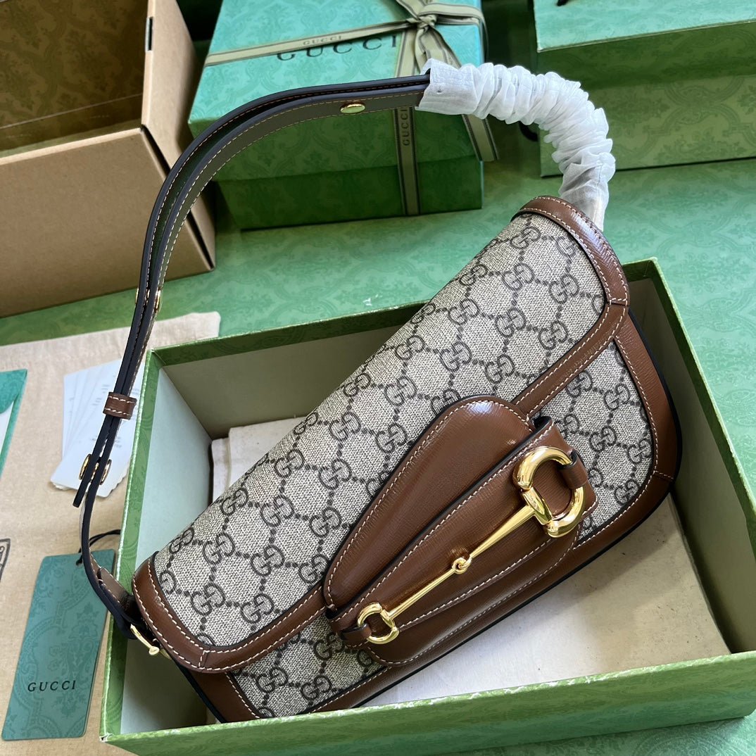 ＧＣＣＩHORSEBIT 1955 SMALL SHOULDER BAG BEGIE-BROWN