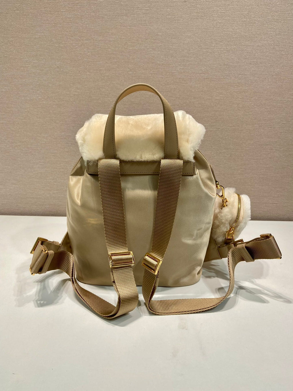 ＰＲＤＡ RE-NYLON AND SHEARLING BACKPACK