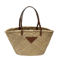 ＰＲＤＡ WOVEN PALM AND LEATHER TOTE BAG