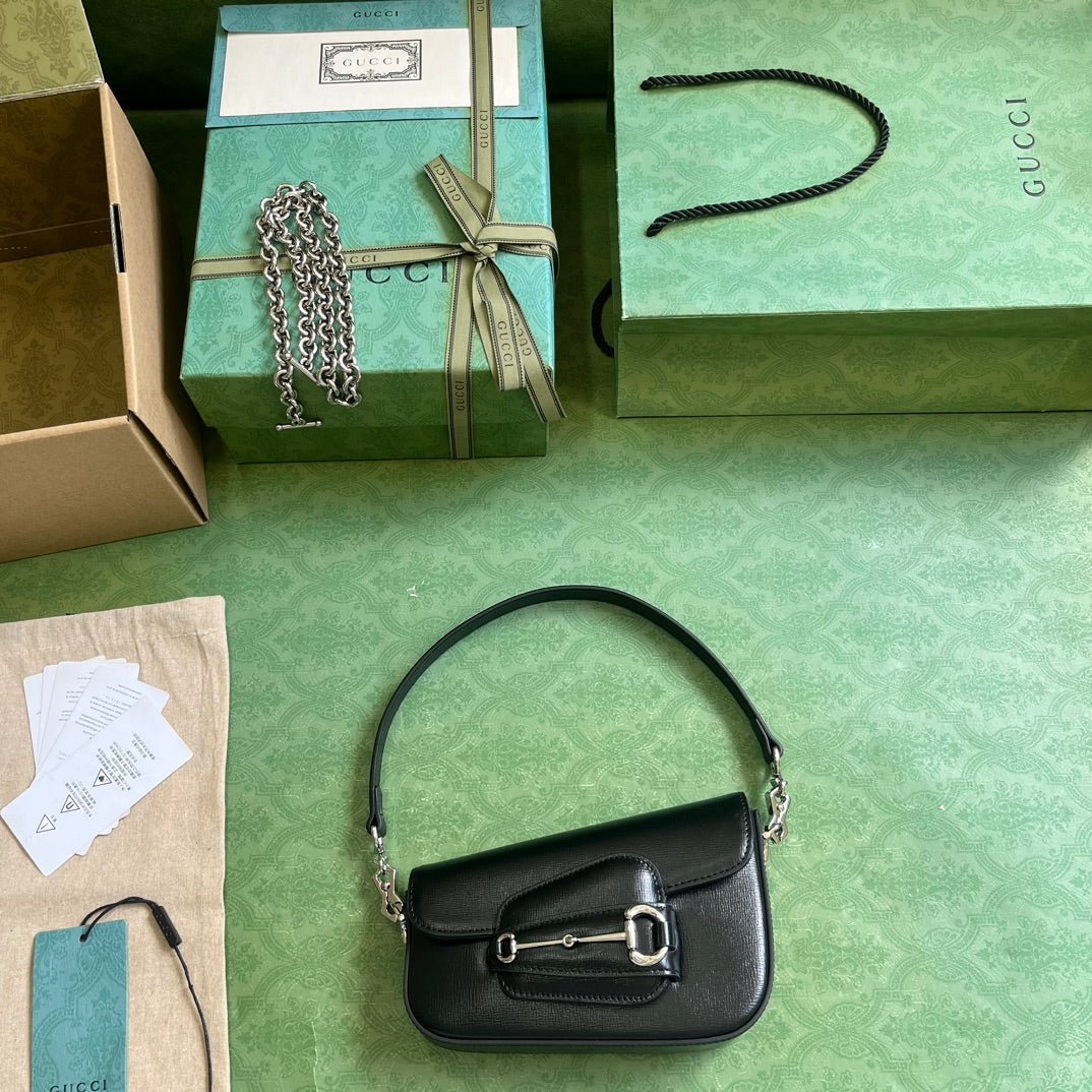 ＧＣＣＩHORSEBIT 1955 MINI LEATHER SHOULDER BAG BLACK