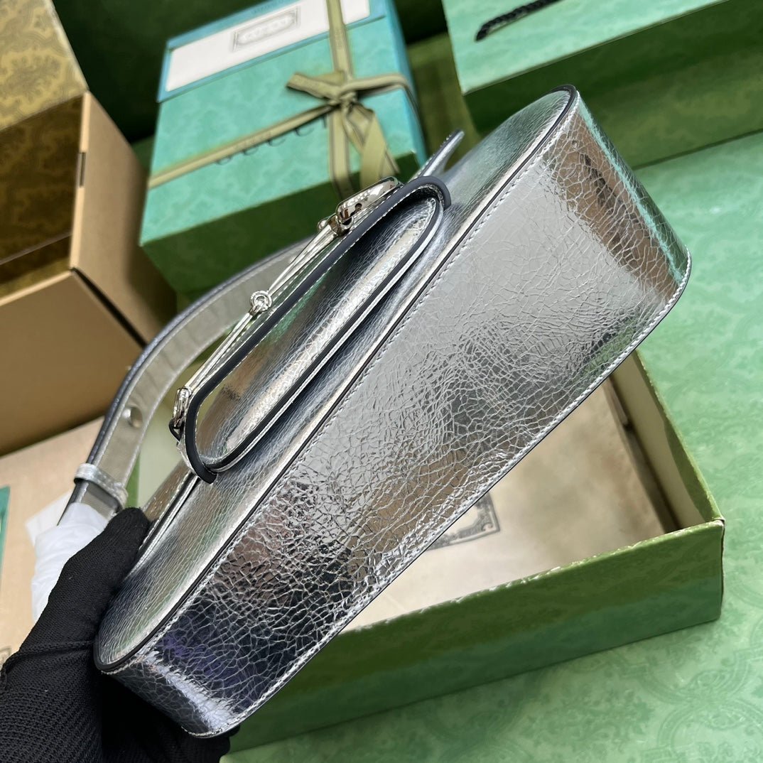 ＧＣＣＩHORSEBIT 1955 METALLIC LEATHER SHOULDER BAG
