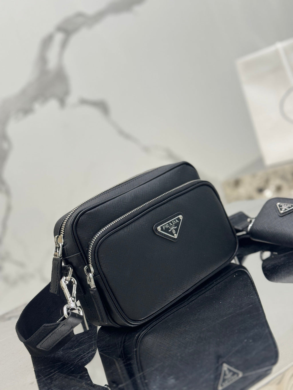 ＰＲＤＡ SAFFIANO LEATHER SHOULDER BAG BLACK