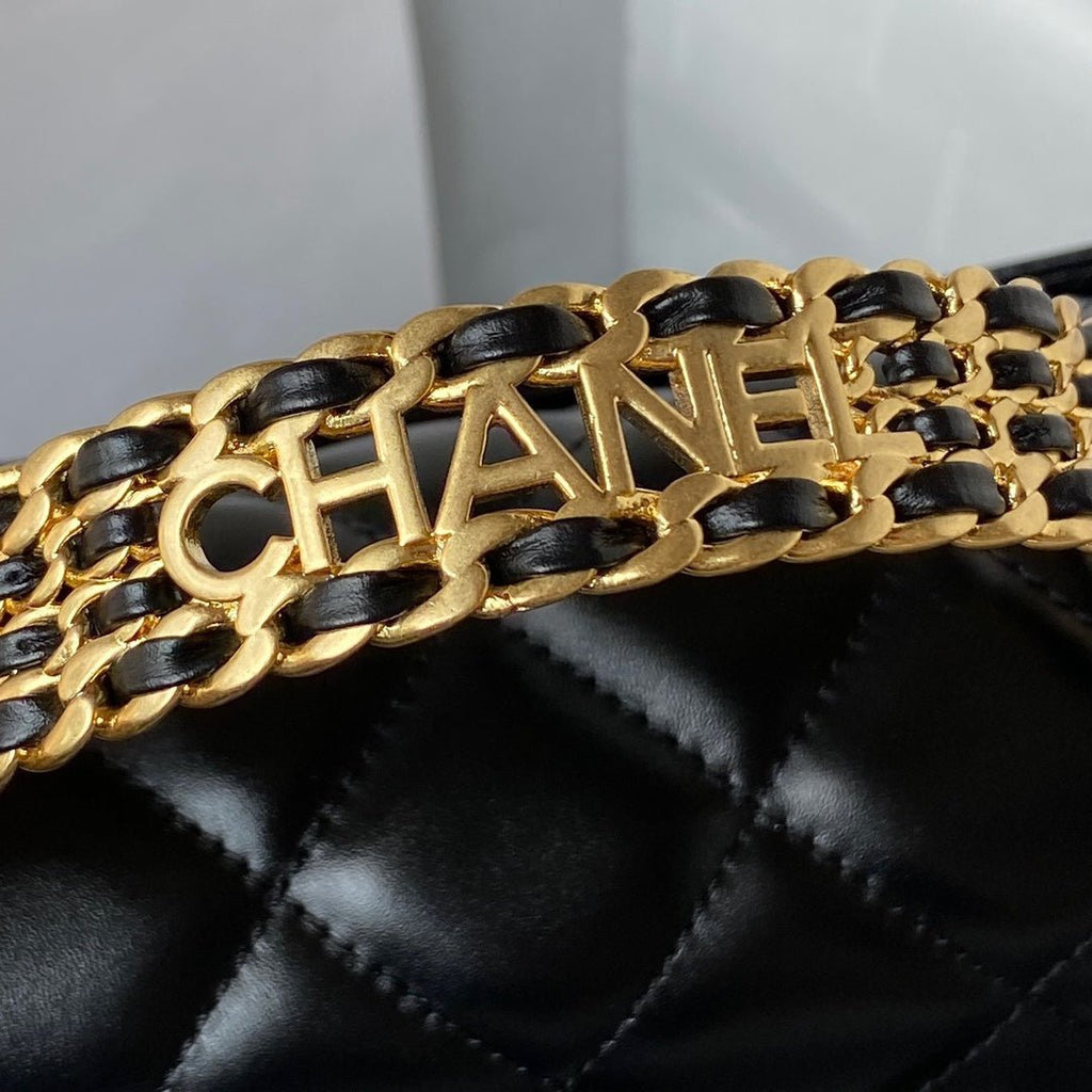 ＣＨＮＥＬRAINBOW TOP HANDLE FLAP BAG BLACK