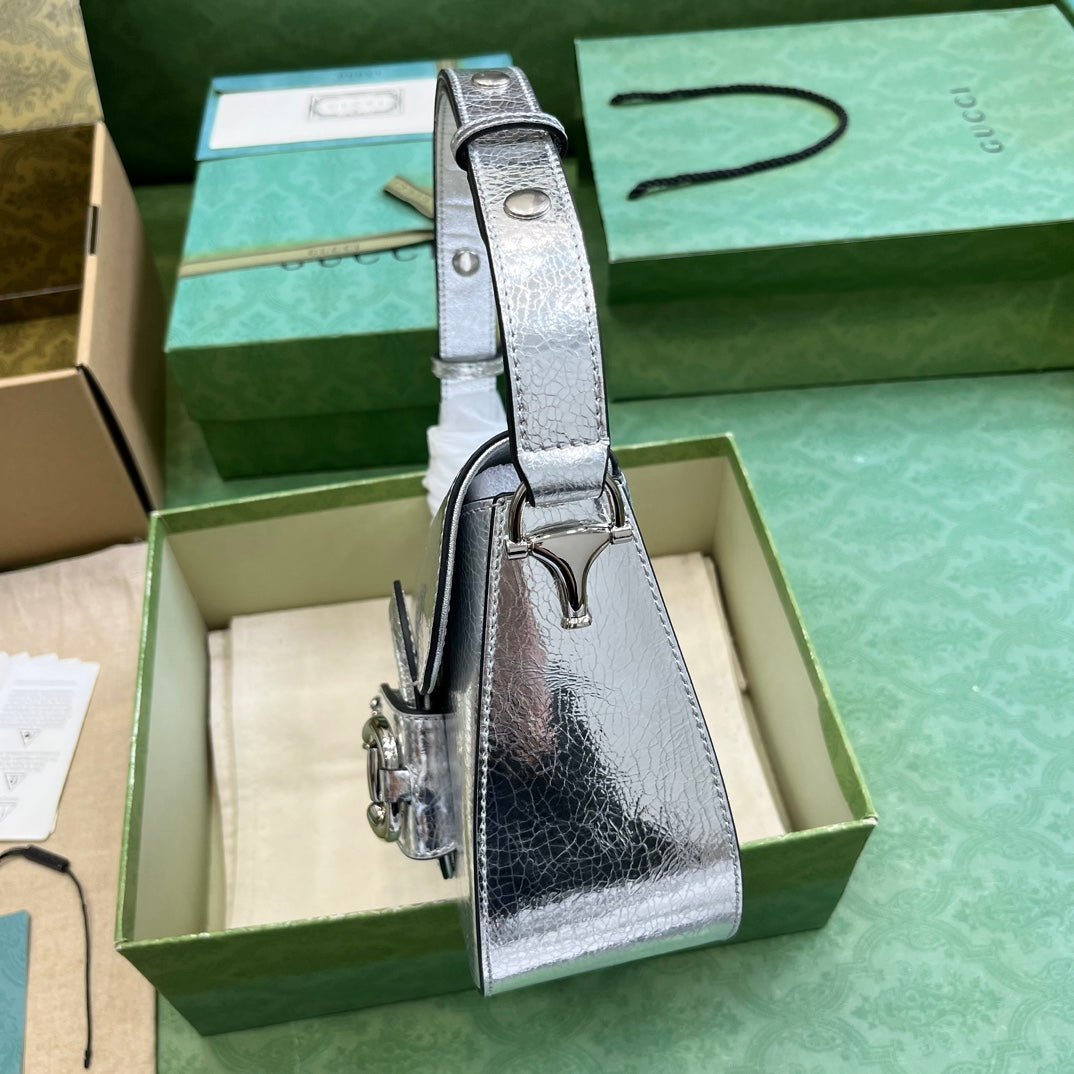 ＧＣＣＩHORSEBIT 1955 METALLIC LEATHER SHOULDER BAG