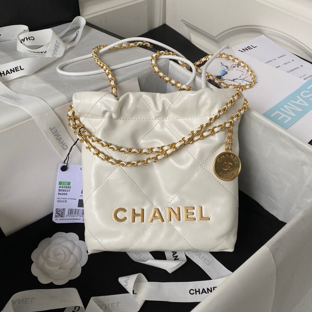 ＣＨＮＥＬ22 MINI HANDBAG WHITE GOLD METAL