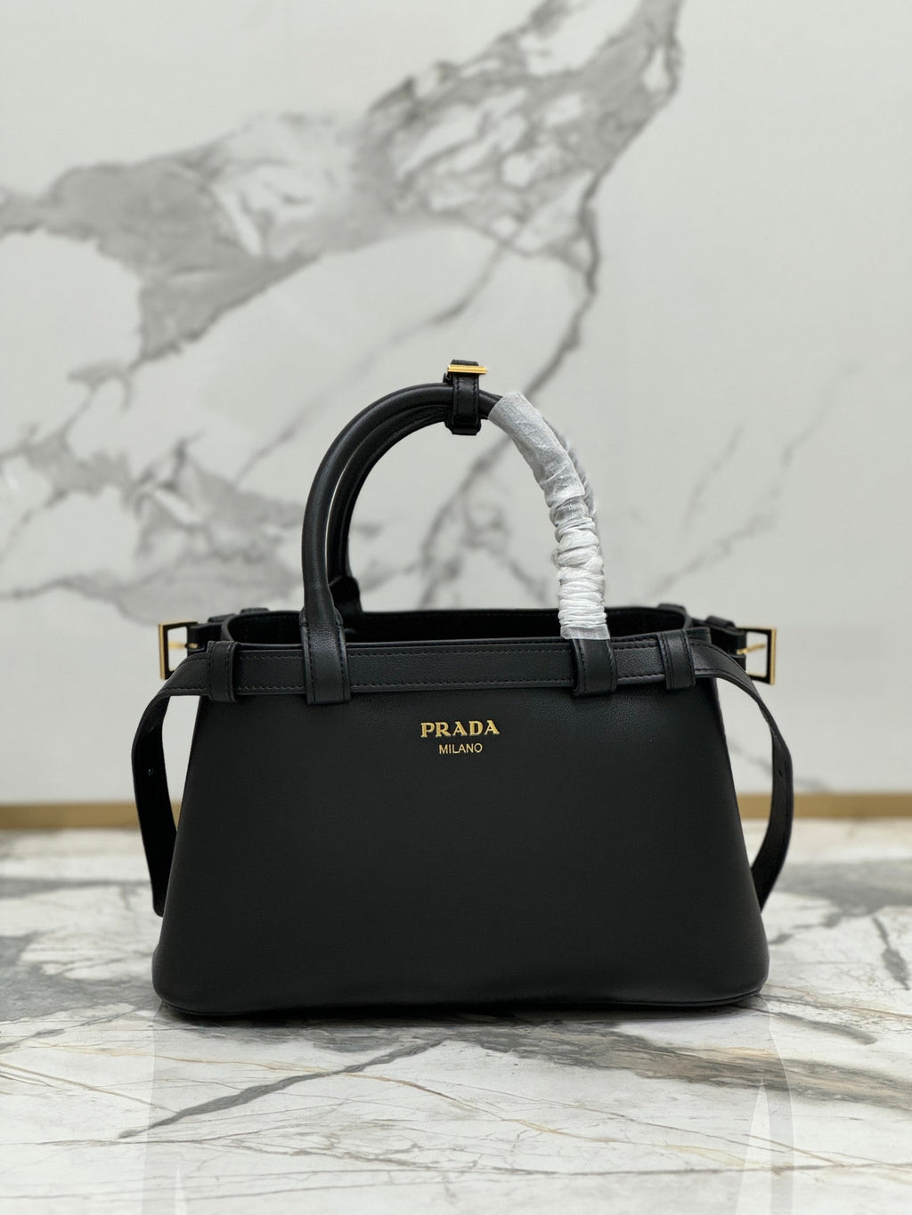 ＰＲＤＡ BUCKLE SMALL LEATHER HANDBAG WITH DOUBLE BELT