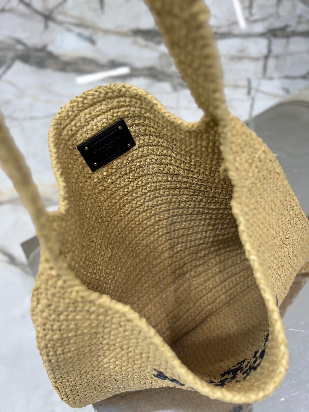 ＰＲＤＡ BEIGE RAFFIA TOTE BAG