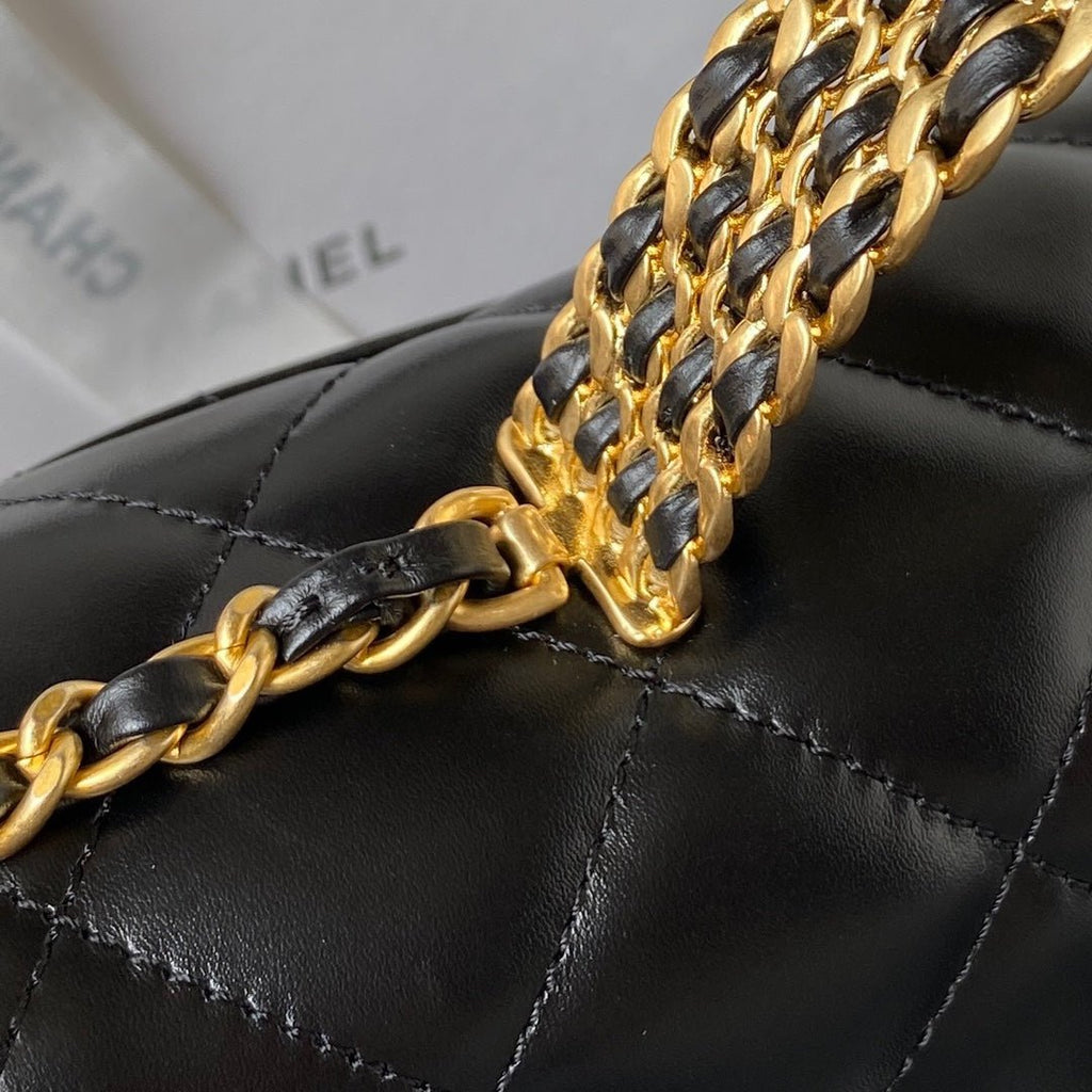 ＣＨＮＥＬRAINBOW TOP HANDLE FLAP BAG BLACK
