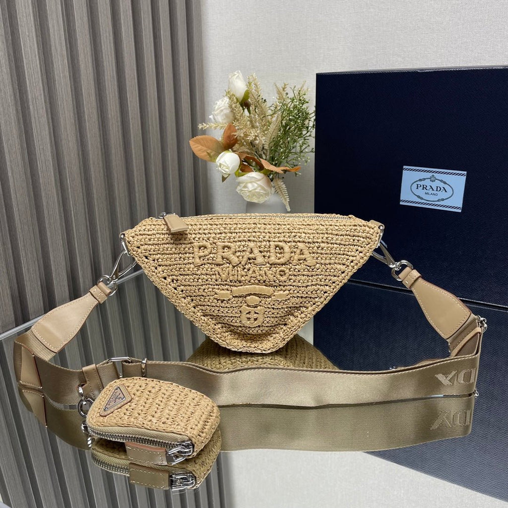 ＰＲＤＡ RAFFIA TRIANGLE CROSSBODY BAG