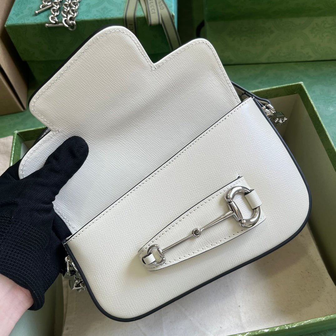 ＧＣＣＩHORSEBIT 1955 MINI LEATHER SHOULDER BAG WHITE