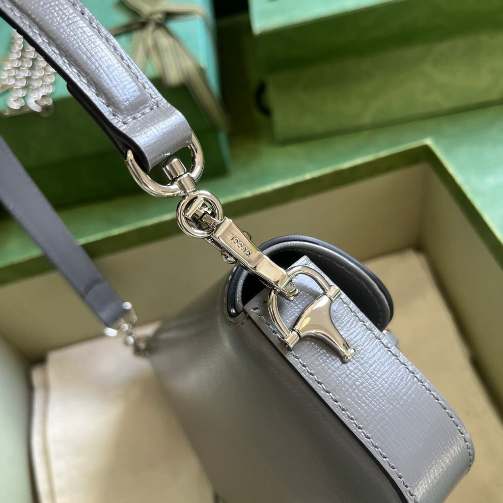 ＧＣＣＩHORSEBIT 1955 MINI LEATHER SHOULDER BAG GREY