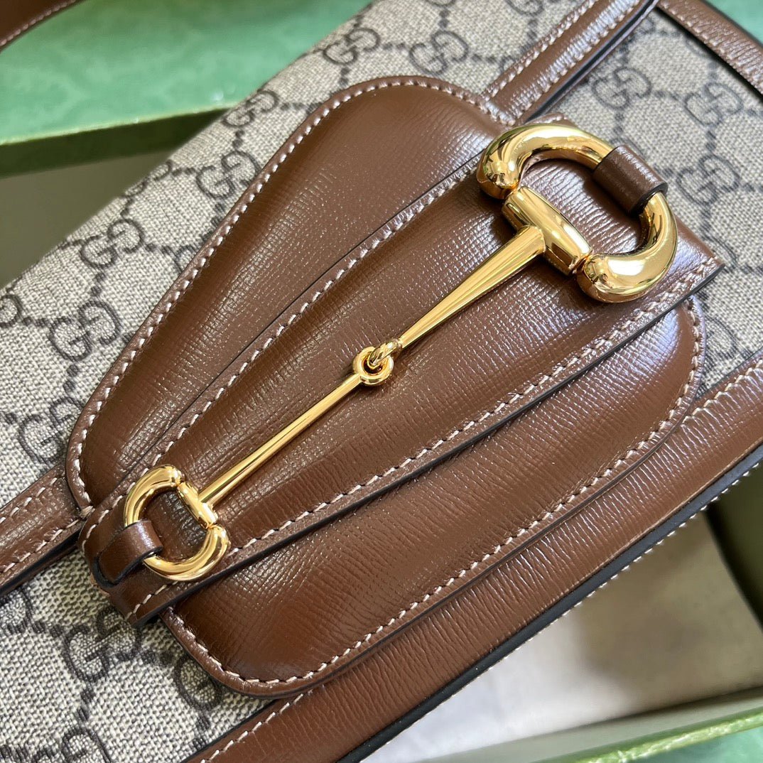 ＧＣＣＩHORSEBIT 1955 SMALL SHOULDER BAG BEGIE-BROWN