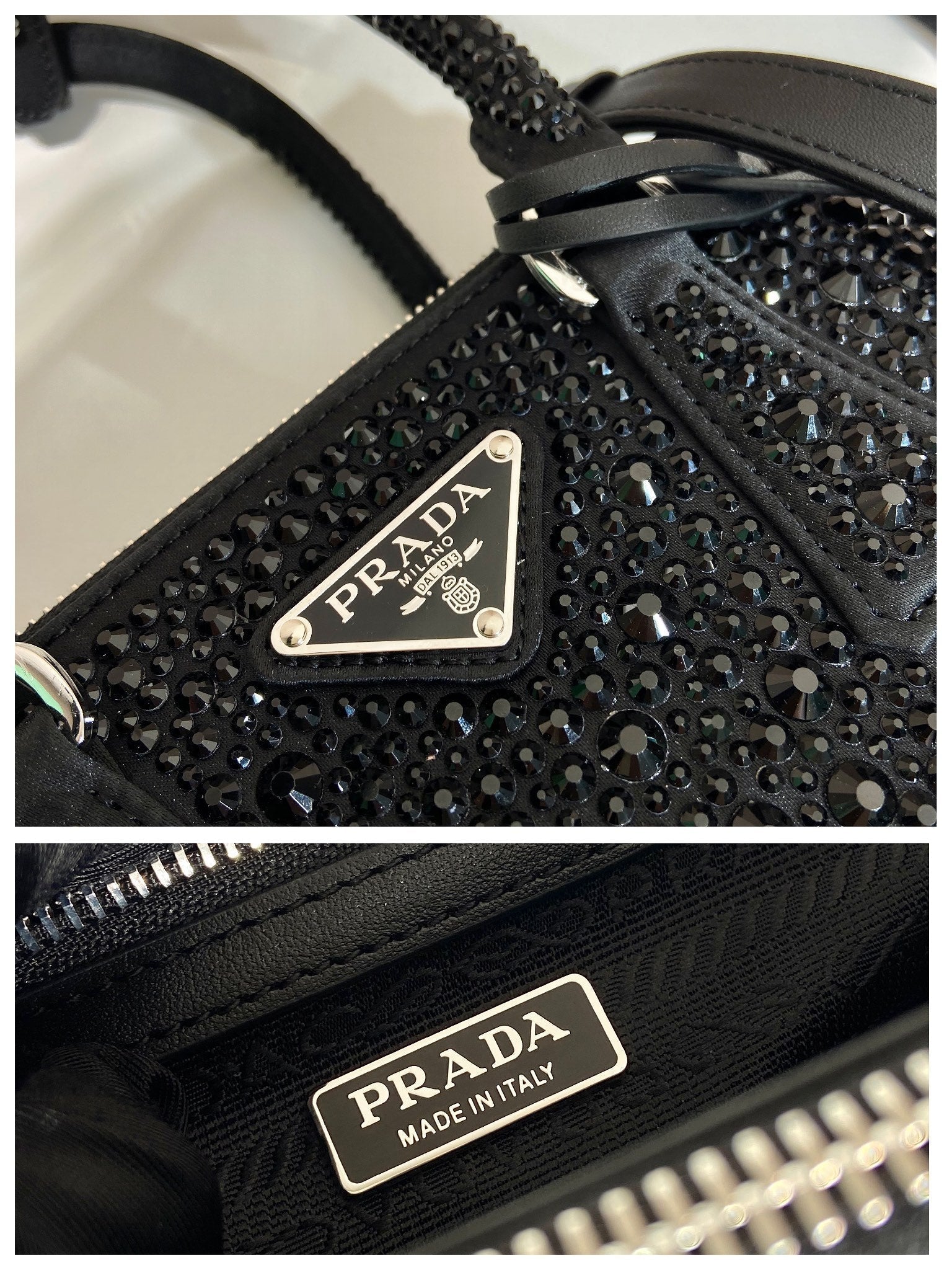 ＰＲＤＡ GALLERIA SATIN MINI-BAG WITH CRYSTALS