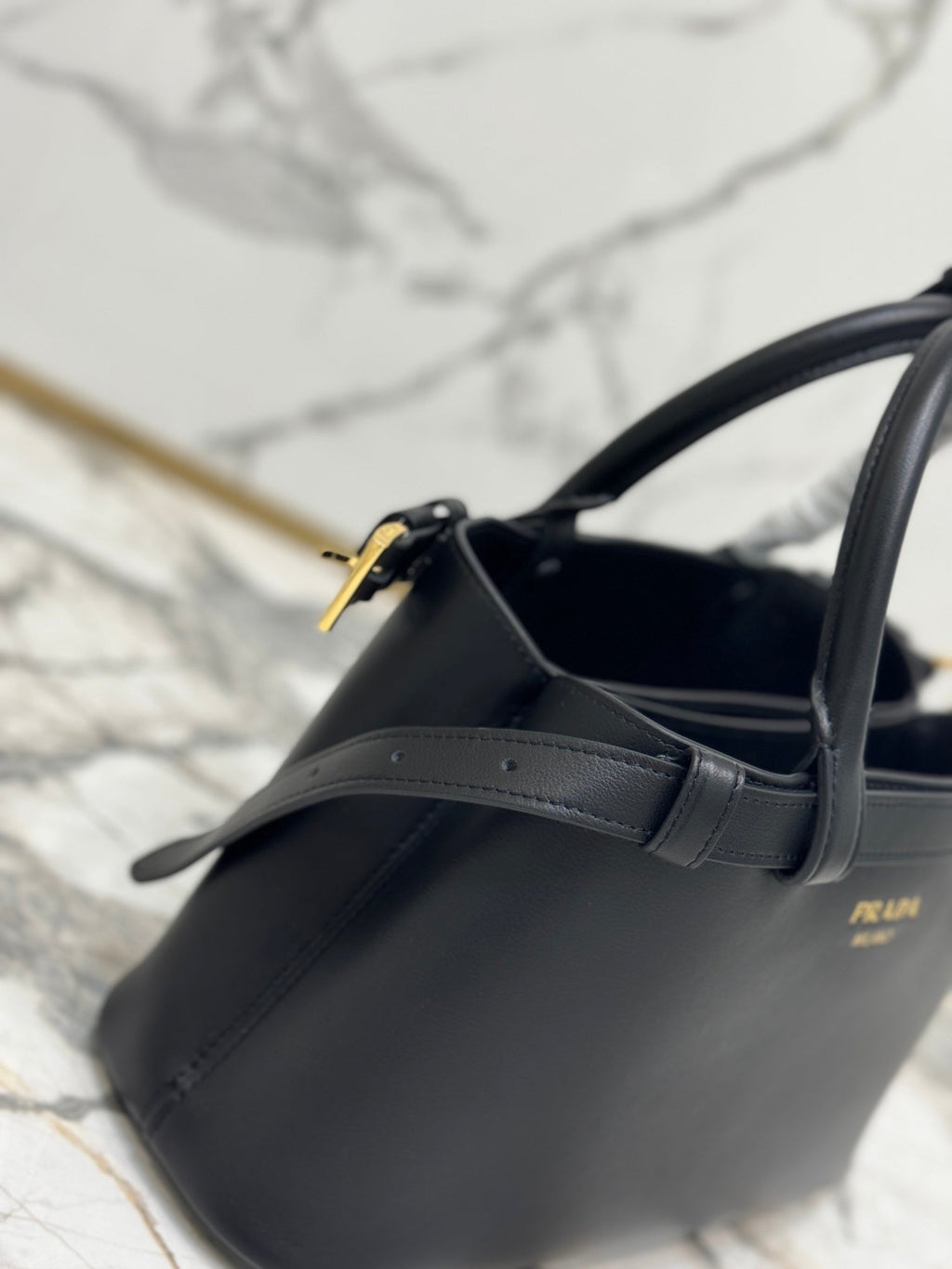 ＰＲＤＡ BUCKLE LEATHER HANDBAG WITH DOUBLE BELT