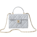 ＣＨＮＥＬFLAP BAG WITH A TOP HANDLE ASH GRAY