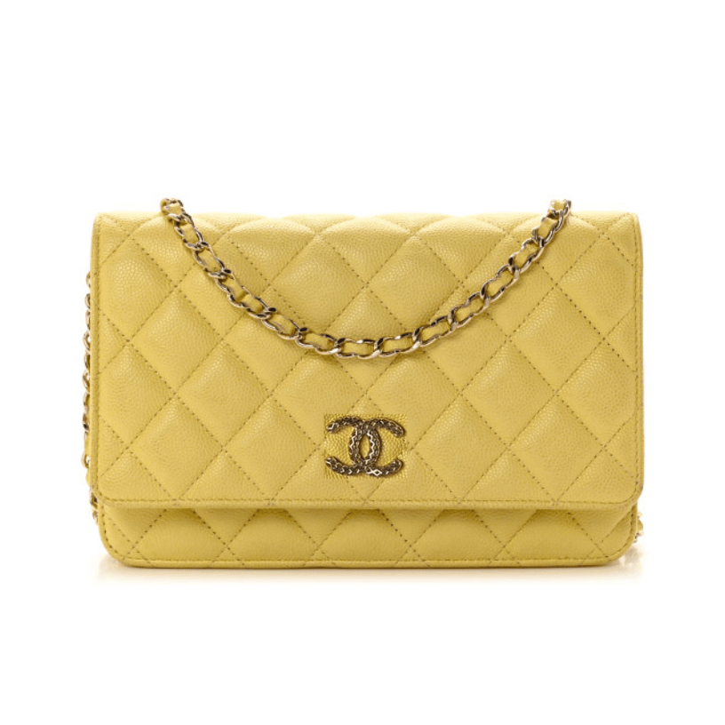 ＣＨＮＥＬCAVIAR QUILTED WALLET ON CHAIN YELLOW