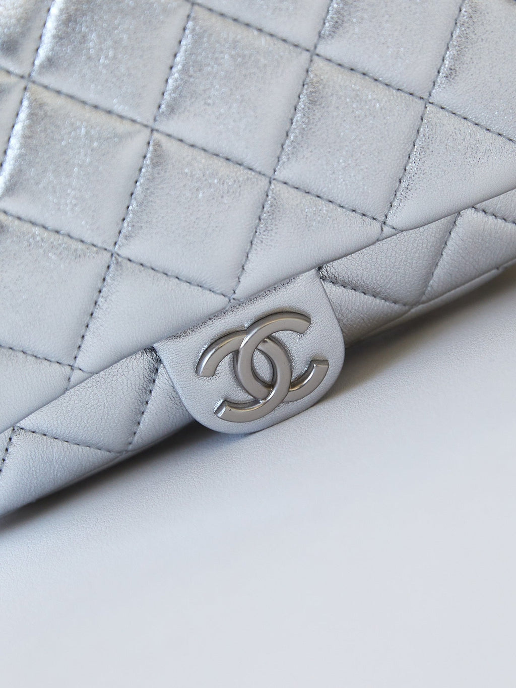 ＣＨＮＥＬSMALL DOUBLE-FLAP SHOULDER BAG SILVER