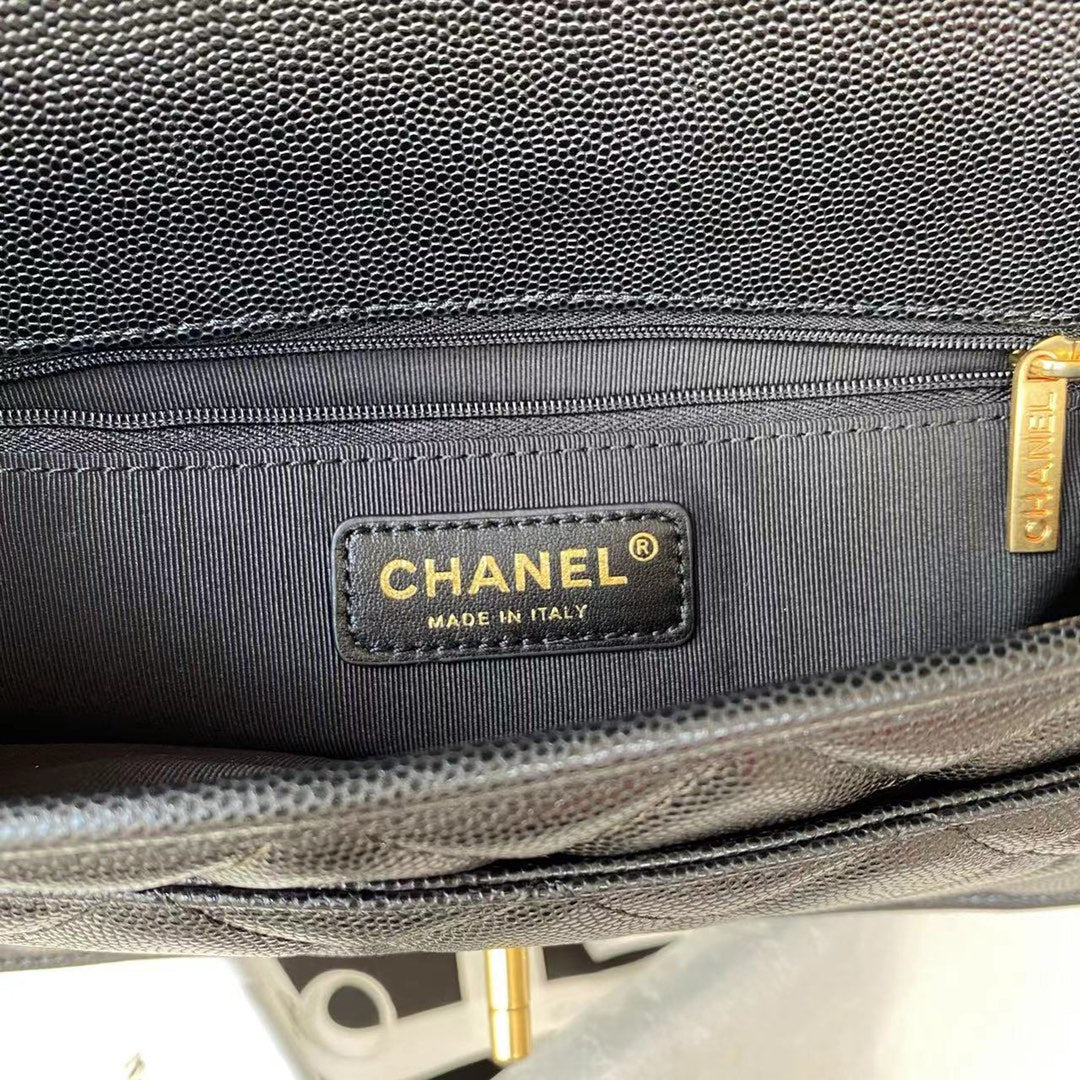 ＣＨＮＥＬ FLAP BAG WITH TOP HANDLE BLACK