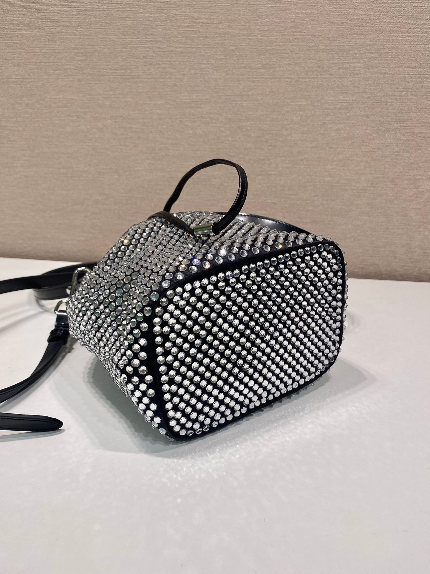 ＰＲＤＡ SATIN BAG WITH CRYSTALS